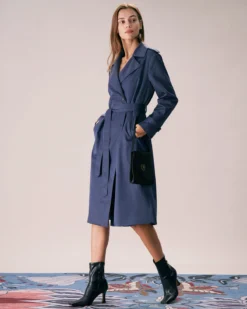 The Blue Lapel Double Breasted Pockets Coat -Deals Dress N Swimwear Store the blue double breasted solid coat outerwear ujoirc