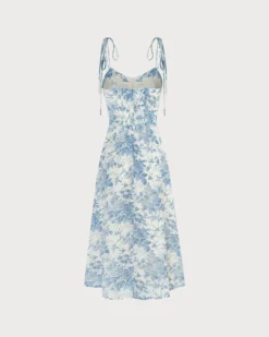 The Blue Sweetheart Neck Shirred Midi Dress 5 The Blue Sweetheart Neck Shirred Midi Dress -Deals Dress N Swimwear Store the blue floral slit shirred midi dress dresses z7iwnw 237552