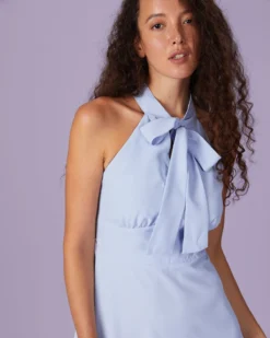 The Blue Halter Hollow Out Mini Dress 10 The Blue Halter Hollow Out Mini Dress -Deals Dress N Swimwear Store the blue halter sleeveless mini dress dresses qtpjjt 857290