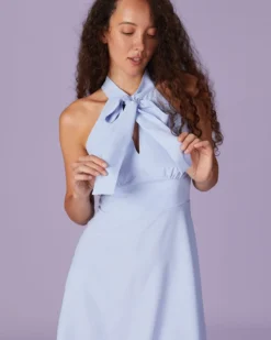The Blue Halter Hollow Out Mini Dress 9 The Blue Halter Hollow Out Mini Dress -Deals Dress N Swimwear Store the blue halter sleeveless mini dress dresses xv6tn8 448155