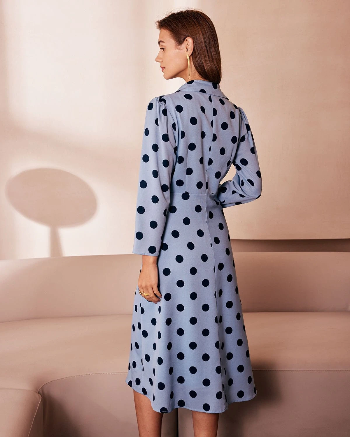 The Blue Lapel Polka Dot Button Midi Dress 6 The Blue Lapel Polka Dot Button Midi Dress - Image 6