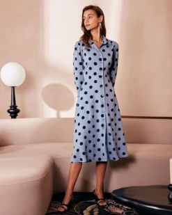 The Blue Lapel Polka Dot Button Midi Dress 10 The Blue Lapel Polka Dot Button Midi Dress -Deals Dress N Swimwear Store the blue lapel polka dot midi dress dresses scsnl3 630220