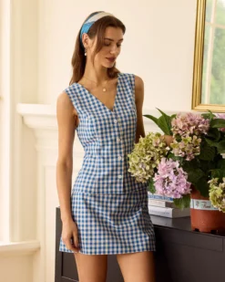 The Blue High-waisted Plaid A-line Mini Skirt -Deals Dress N Swimwear Store the blue plaid a line mini skirt bottoms oybajt