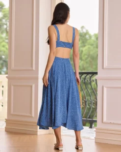 The Blue Polka Dot Cut-Out Midi Dress -Deals Dress N Swimwear Store the blue polka dot cut out midi dress dresses fzebo1