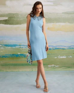 The Blue Round Neck Pointelle Knit Mini Dress 8 The Blue Round Neck Pointelle Knit Mini Dress -Deals Dress N Swimwear Store the blue round neck pointelle knit mini dress blue dresses yvhljw