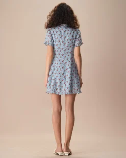 The Blue V Neck Frill Trim Floral Mini Dress -Deals Dress N Swimwear Store the blue v neck frill trim floral mini dress dresses uad0xy