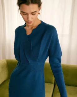 The Blue V Neck Scalloped Sweater Mini Dress 7 The Blue V Neck Scalloped Sweater Mini Dress -Deals Dress N Swimwear Store the blue v neck scalloped sweater dress dresses jceuwm