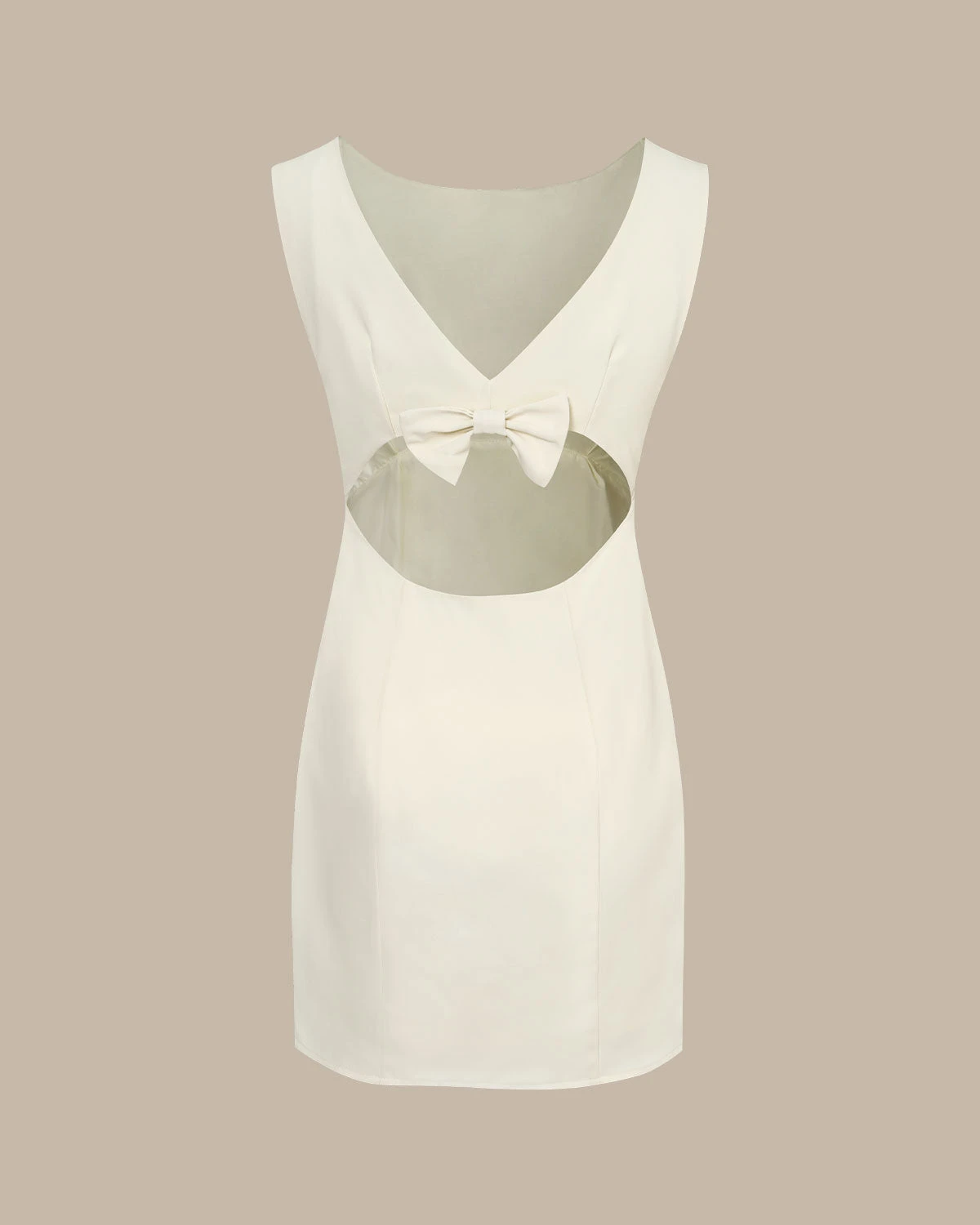 The Beige Boat Neck Back Bowknot Mini Dress 7 The Beige Boat Neck Back Bowknot Mini Dress - Image 7