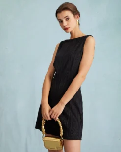 The Solid Water Ripple Textured Sleeveless Mini Dress -Deals Dress N Swimwear Store the boat neck backless textured mini dress dresses fbw3xo 984568