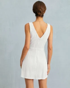 The Solid Water Ripple Textured Sleeveless Mini Dress -Deals Dress N Swimwear Store the boat neck backless textured mini dress dresses kyvz0h 658993