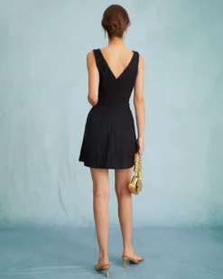 The Solid Water Ripple Textured Sleeveless Mini Dress -Deals Dress N Swimwear Store the boat neck backless textured mini dress dresses p0rcpv 358380