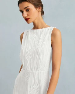 The Solid Water Ripple Textured Sleeveless Mini Dress -Deals Dress N Swimwear Store the boat neck backless textured mini dress dresses ritn4j 758863
