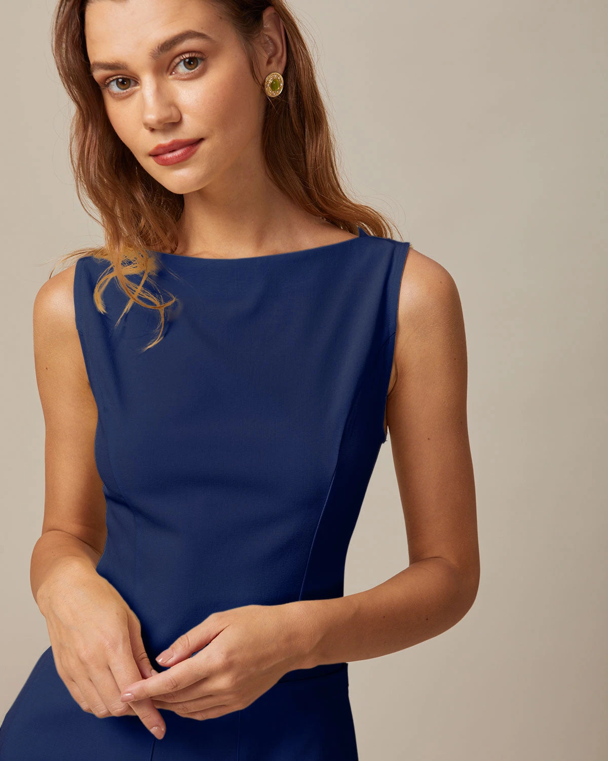 The Navy Boat Neck Cutout Mini Dress 2 The Navy Boat Neck Cutout Mini Dress - Image 2