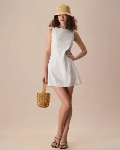 The Beige Boat Neck Striped Mini Dress -Deals Dress N Swimwear Store the boat neck striped mini dress dresses p7yvpm