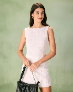 The White Boat Neck Water Ripple Textured Tank Top -Deals Dress N Swimwear Store the boat neck water ripple textured tank top tops dgkv6z