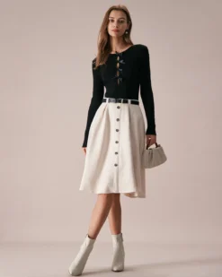 The Black Boat Neck Bowknot Front Knit Top -Deals Dress N Swimwear Store the bowknot front cutout knit top tops rmn0ia