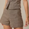 The Brown High Waisted Plaid Shorts