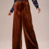The Brown High Waisted Velvet Wide Leg Pants