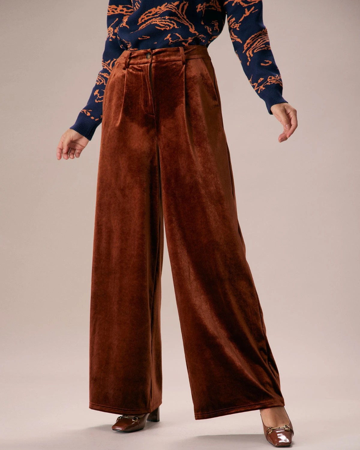 The Brown High Waisted Velvet Wide Leg Pants 1 The Brown High Waisted Velvet Wide Leg Pants