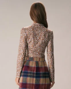 The Brown Mock Neck Floral Daisy Print Tee -Deals Dress N Swimwear Store the brown mock neck daisy tee tops untlwt