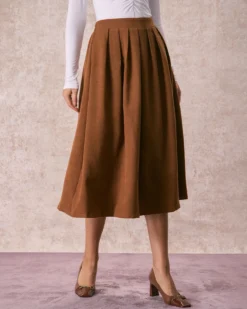 The Brown Elastic Waist Pleated Midi Skirt 8 The Brown Elastic Waist Pleated Midi Skirt -Deals Dress N Swimwear Store the brown pleated midi skirt bottoms nv0jh8