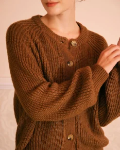 The Brown Round Neck Ribbed Knit Cardigan 10 The Brown Round Neck Ribbed Knit Cardigan -Deals Dress N Swimwear Store the brown round neck sweater cardigan tops 8vgfmu