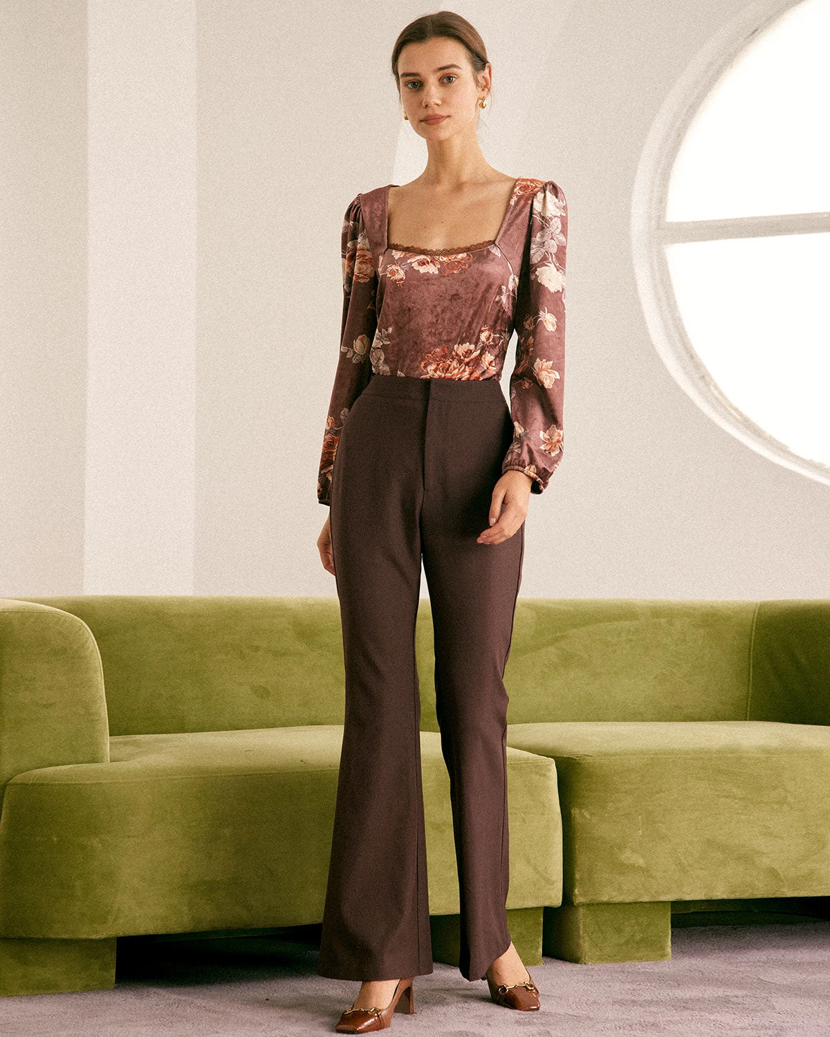 The Brown Square Neck Floral Lace Blouse 3 The Brown Square Neck Floral Lace Blouse - Image 3