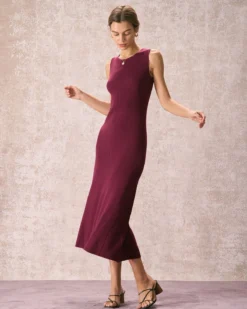 The Burgundy Round Neck Sweater Maxi Dress -Deals Dress N Swimwear Store the burgundy round neck sweater maxi dress dresses cuygdv
