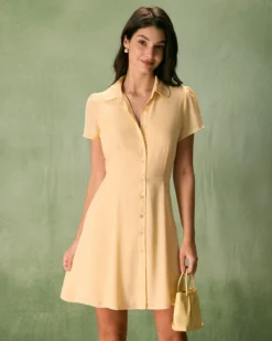 The Yellow Button Down Shirt Mini Dress -Deals Dress N Swimwear Store the button down shirt dress yellow dresses l9t1ek