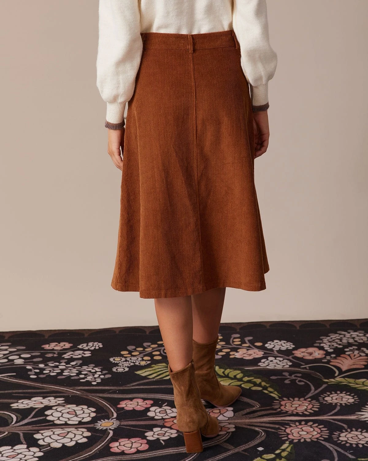 The Brown Button-Front Corduroy Midi Skirt 5 The Brown Button-Front Corduroy Midi Skirt - Image 5
