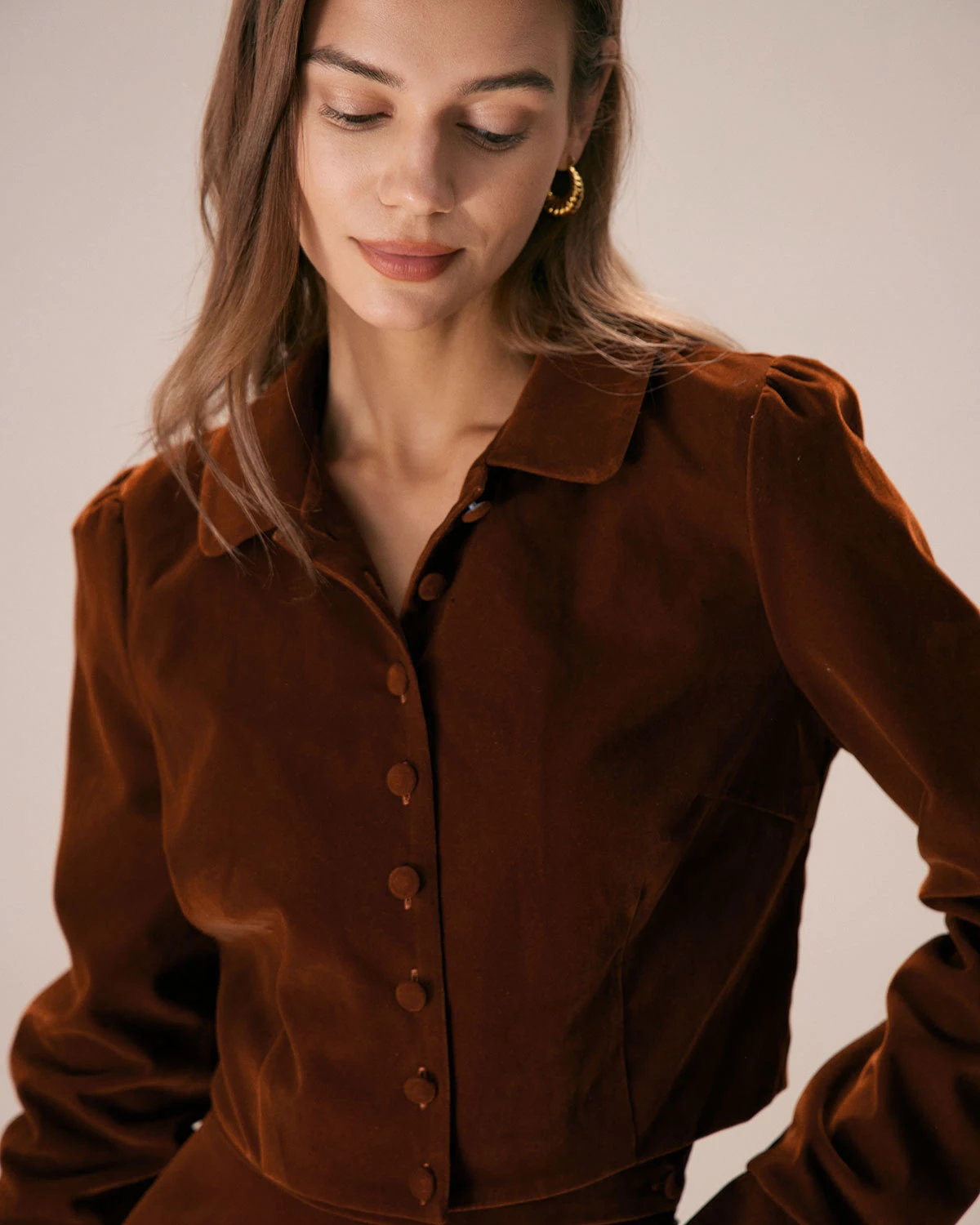 The Caramel Single Breasted Velvet Jacket 1 The Caramel Single Breasted Velvet Jacket