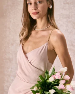 The Apricot Chain Strap Ruched Wrap Mini Dress -Deals Dress N Swimwear Store the chain strap wrap mini dress dresses rr8rtb