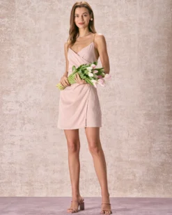 The Apricot Chain Strap Ruched Wrap Mini Dress -Deals Dress N Swimwear Store the chain strap wrap mini dress dresses ydcwnh