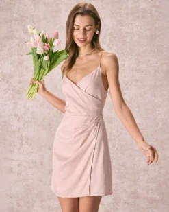 The Apricot Chain Strap Ruched Wrap Mini Dress -Deals Dress N Swimwear Store the chain strap wrap mini dress dresses z24tak