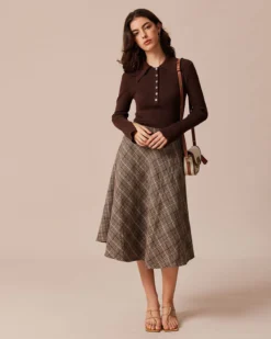 The Coffee Peter Pan Collar Button Knit Top