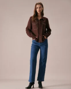 The Coffee Collared Contrasting Seam Shirt -Deals Dress N Swimwear Store the coffee collared contrasting seam shirt tops tzyjz6