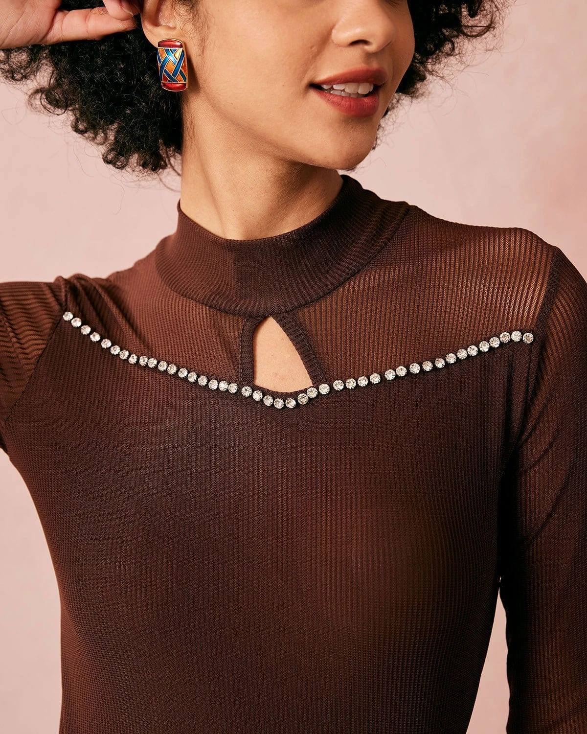 The Coffee Round Neck Cutout Ribbed Knit Top 2 The Coffee Round Neck Cutout Ribbed Knit Top - Image 2