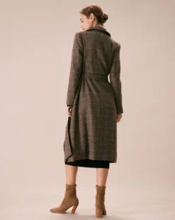 The Coffee Lapel Belted Double Breasted Coat -Deals Dress N Swimwear Store the coffee lapel double breasted coat outerwear de7cbc