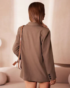 The Coffee Lapel Button Wide-waisted Blazer 9 The Coffee Lapel Button Wide-waisted Blazer -Deals Dress N Swimwear Store the coffee lapel pocket blazer outerwear yvfsrz 485140
