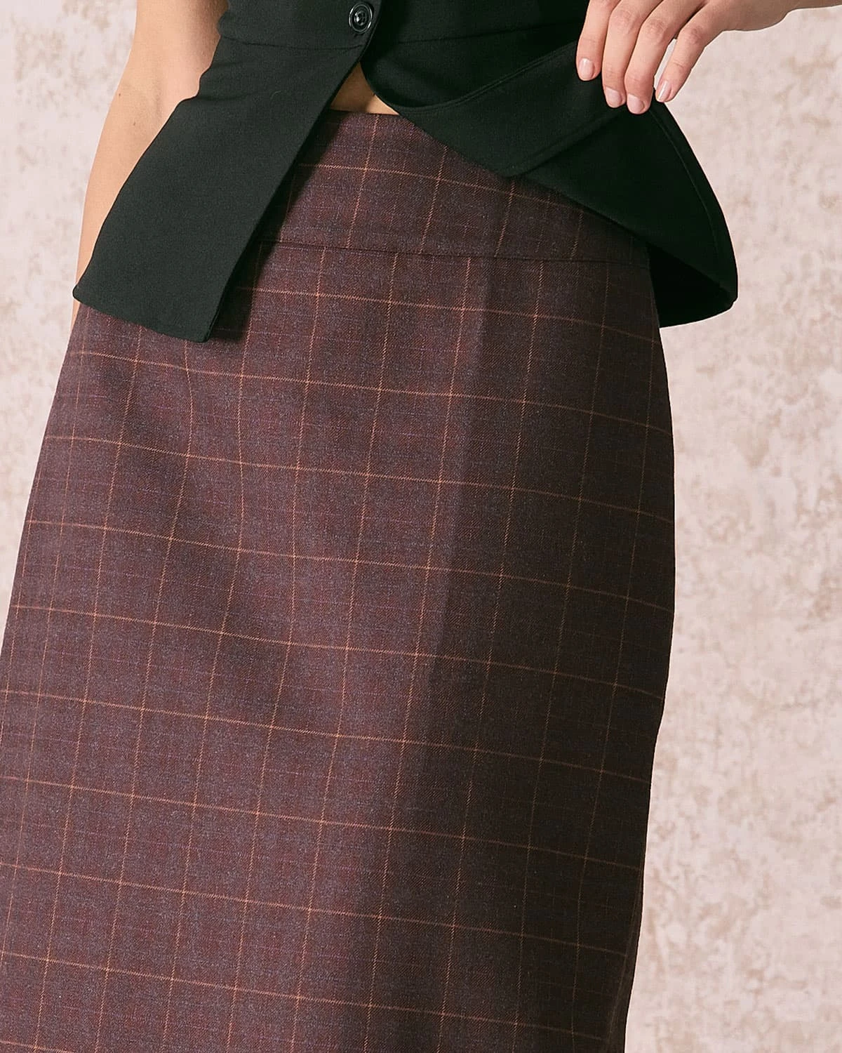 The Coffee High Waisted Plaid Midi Skirt 2 The Coffee High Waisted Plaid Midi Skirt - Image 2