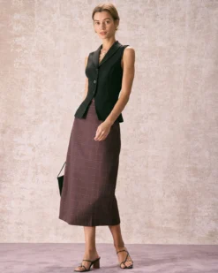 The Coffee High Waisted Plaid Midi Skirt 8 The Coffee High Waisted Plaid Midi Skirt -Deals Dress N Swimwear Store the coffee plaid midi skirt bottoms dru60c