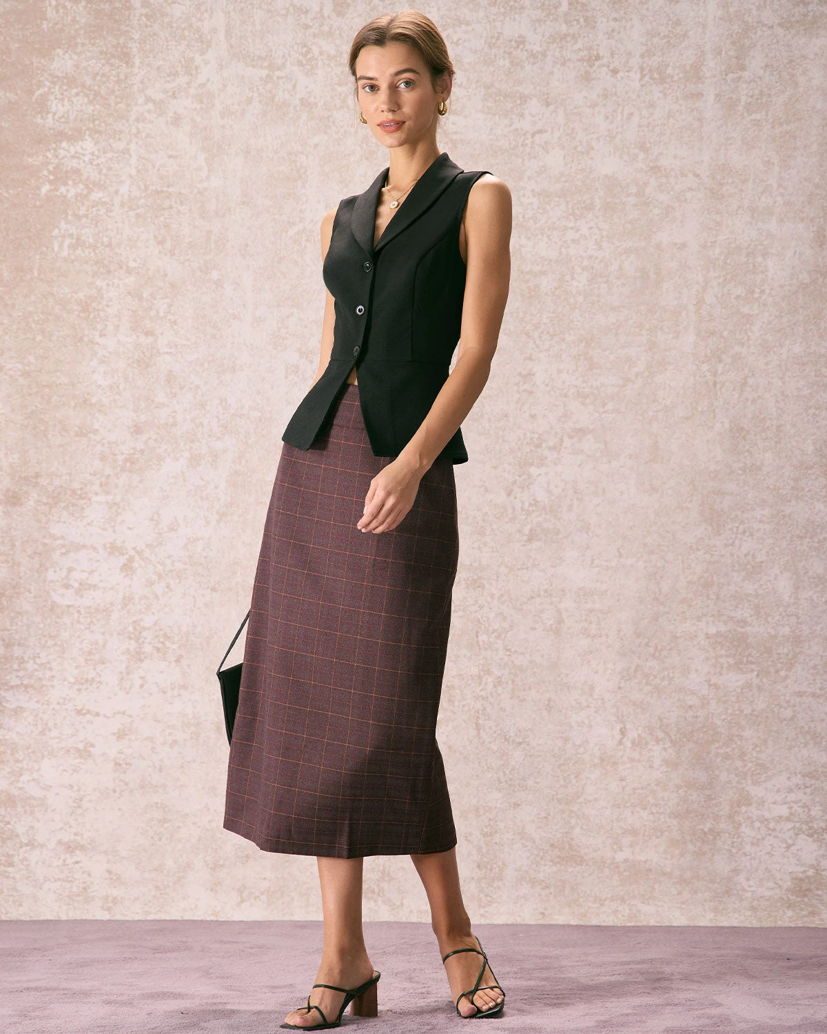 The Coffee High Waisted Plaid Midi Skirt 4 The Coffee High Waisted Plaid Midi Skirt - Image 4