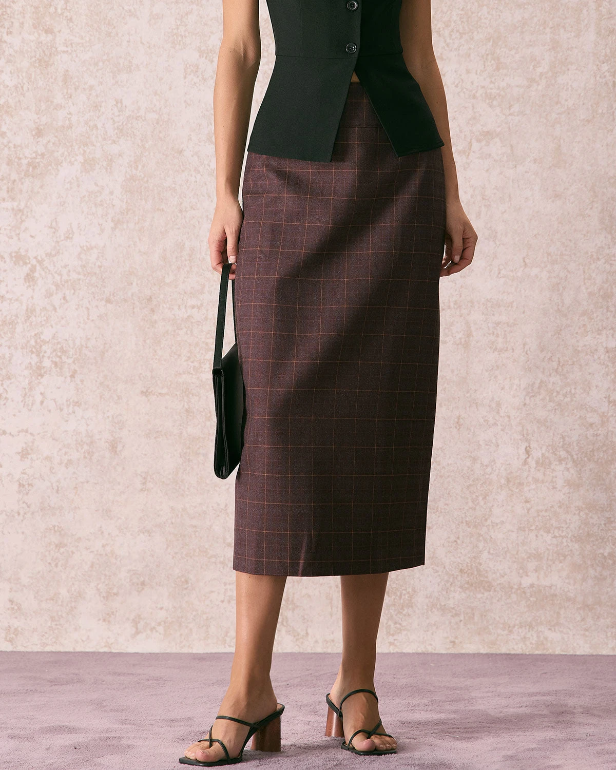 The Coffee High Waisted Plaid Midi Skirt 1 The Coffee High Waisted Plaid Midi Skirt