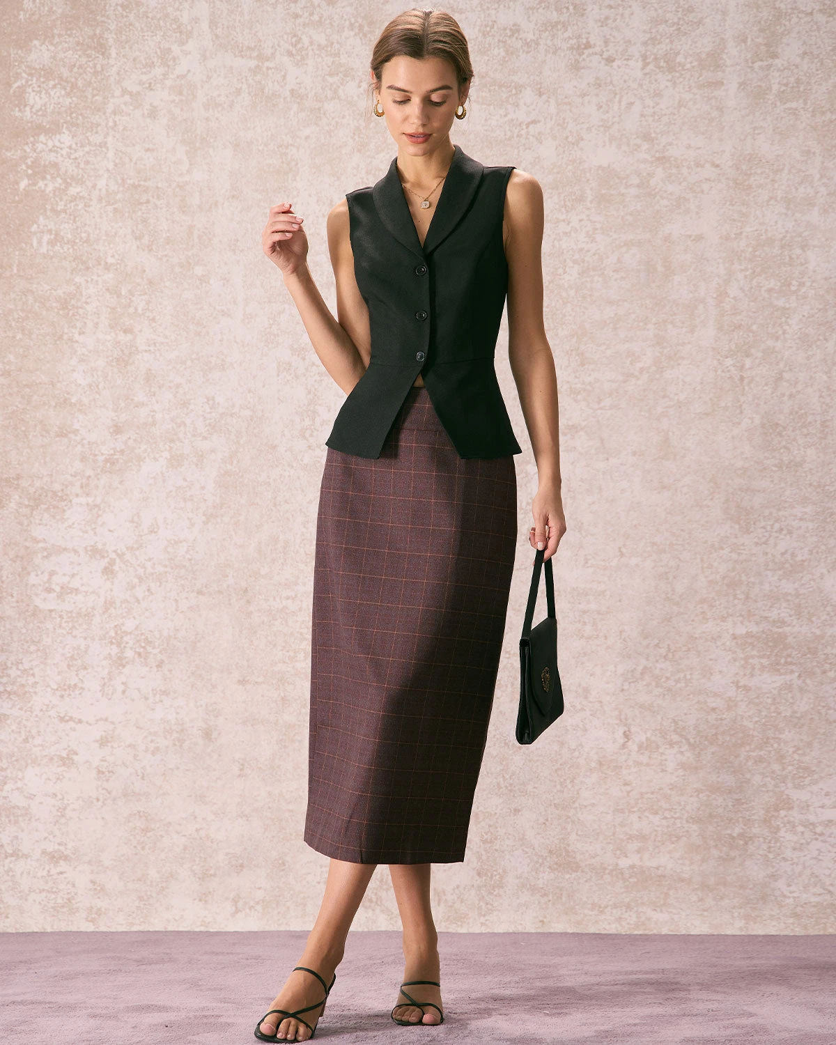 The Coffee High Waisted Plaid Midi Skirt 3 The Coffee High Waisted Plaid Midi Skirt - Image 3