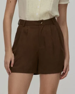 The Coffee Pleated High-Waisted Wide Leg Shorts -Deals Dress N Swimwear Store the coffee pleated wide leg shorts coffee bottoms xamb6p