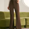 The Coffee Button Split Hem Flare Leg Pants