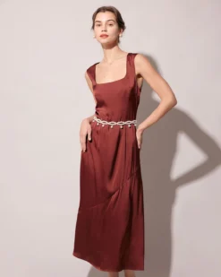 The Coffee Square Neck Sleeveless Satin Midi Dress 7 The Coffee Square Neck Sleeveless Satin Midi Dress -Deals Dress N Swimwear Store the coffee square collar satin maxi dress coffee dresses g3jv3d 206974