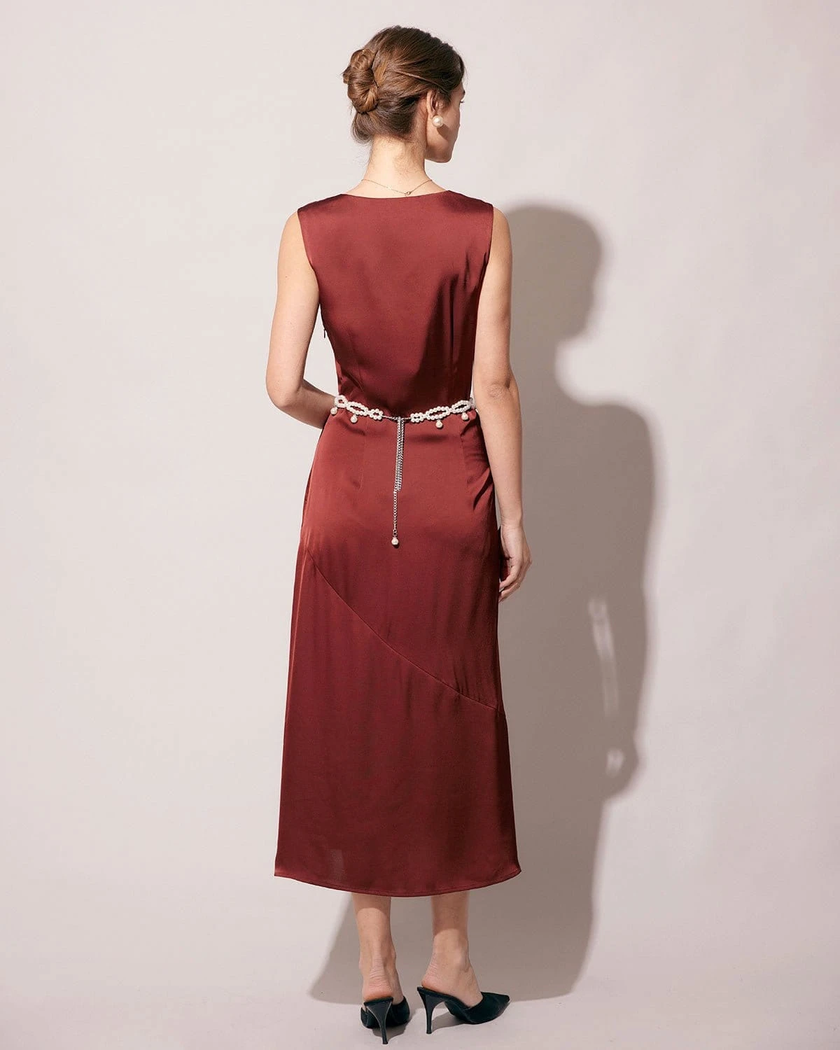 The Coffee Square Neck Sleeveless Satin Midi Dress 5 The Coffee Square Neck Sleeveless Satin Midi Dress - Image 5