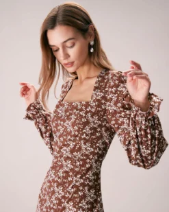 The Coffee Square Neck Floral Mini Dress -Deals Dress N Swimwear Store the coffee square neck floral mini dress dresses dcw9bm