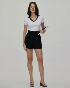 The White Collared Contrast Trim Tee -Deals Dress N Swimwear Store the collared contrast trim tee tops whdluq